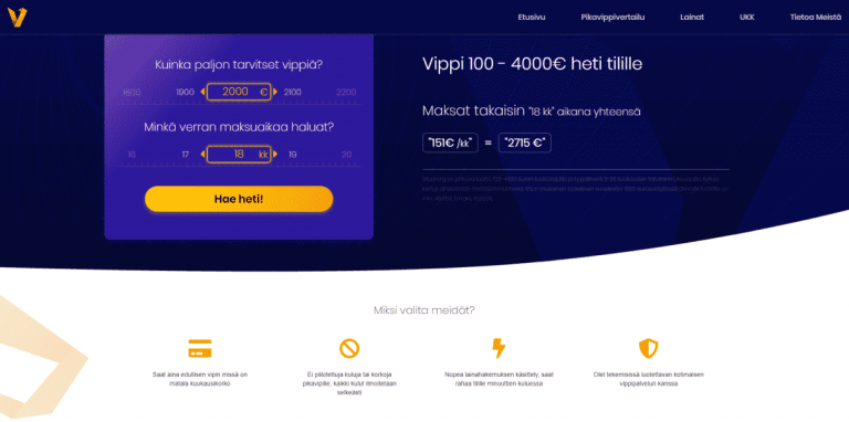 Vippi.org tajoaa 100 - 4000€ vipin joustavasti - Lue kokemus & arvostelut